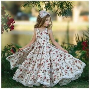 NWT Dollcake Ever After Halter Frock Girls 5 Lace vintage inspired Floral